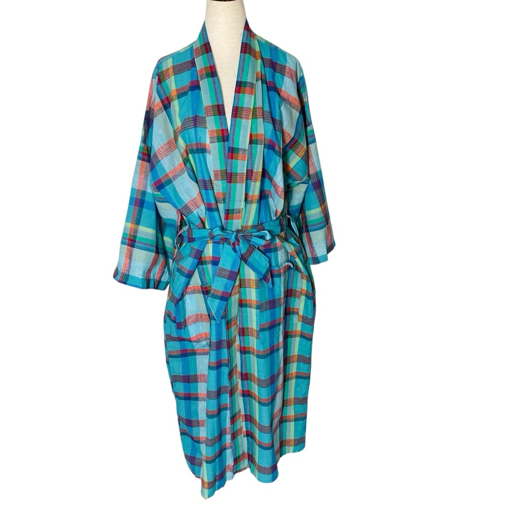 VINTAGE FOSTER CLASSICS 100% Cotton Plaid Robe